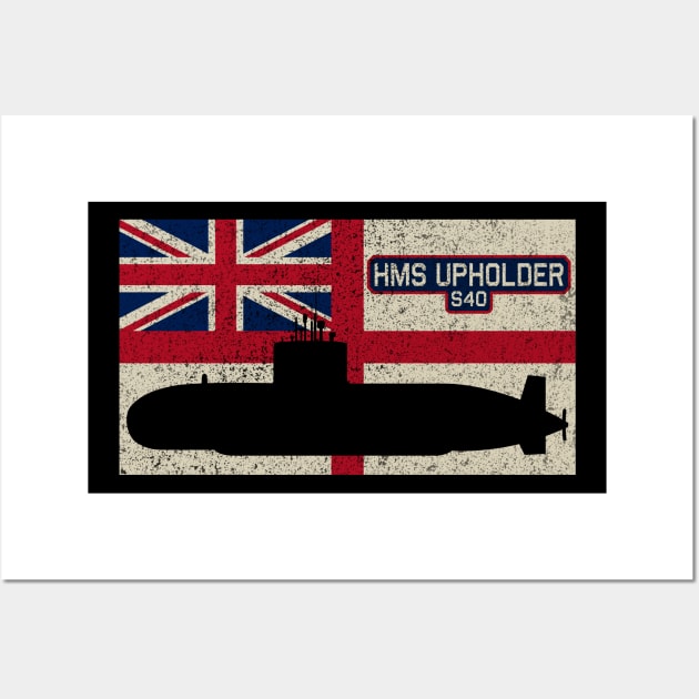 HMS Upholder S40 Diesel-electric Hunter-killer Submarine Vintage British Royal Navy Flag Gift Wall Art by Battlefields